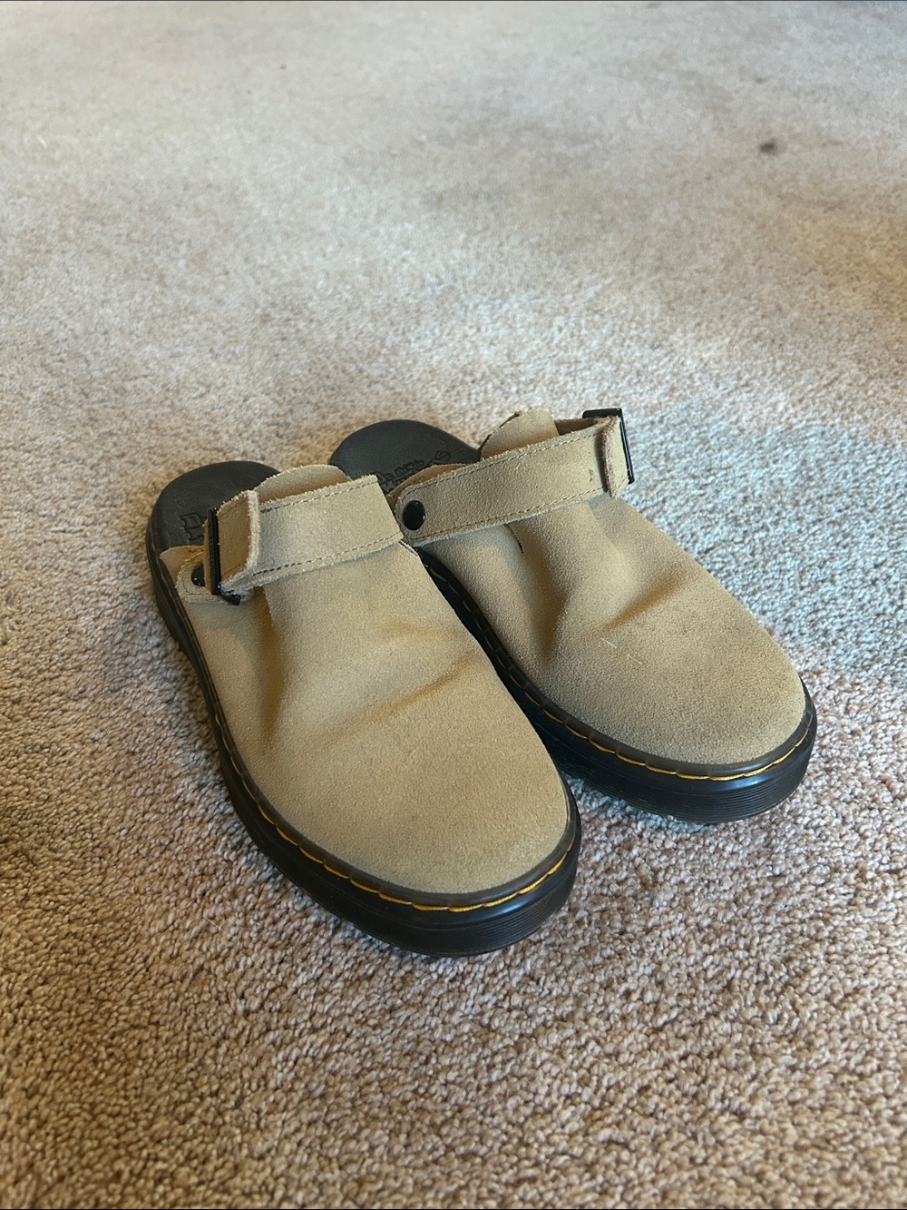Dr. Martens Tan Suede Slip-On Clog Mule